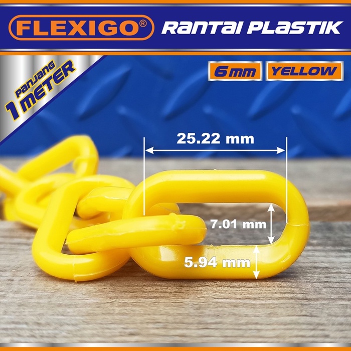 Rantai Plastik Traffic Cone Plastic Chain 6 mm ( 1 meter ) Kuning