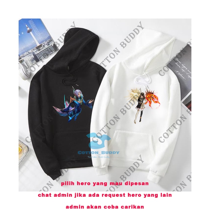 HOODIE CUSTOM SWEATER HERO MOBILE LEGENDS KARAKTER CHARACTER JAKET GAME MOBA LING KAGURA GUSION  HAY