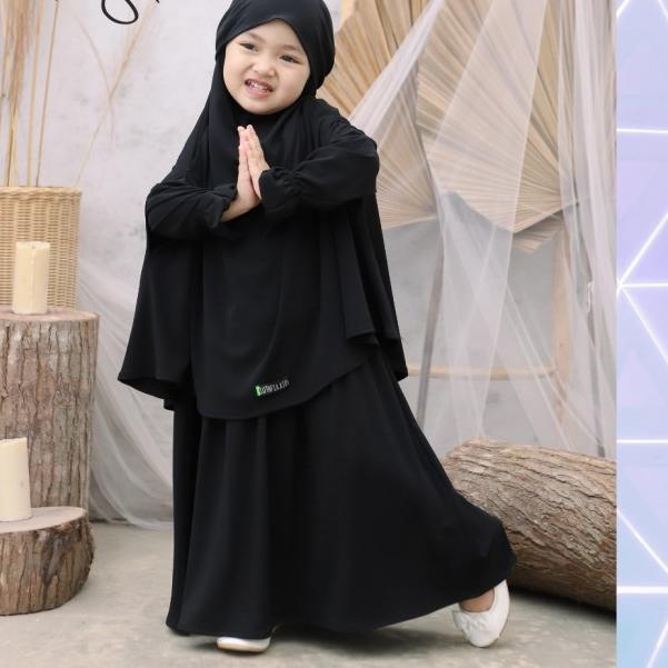 French Khimar Fatimah set by Luthfia kids - saffron, S