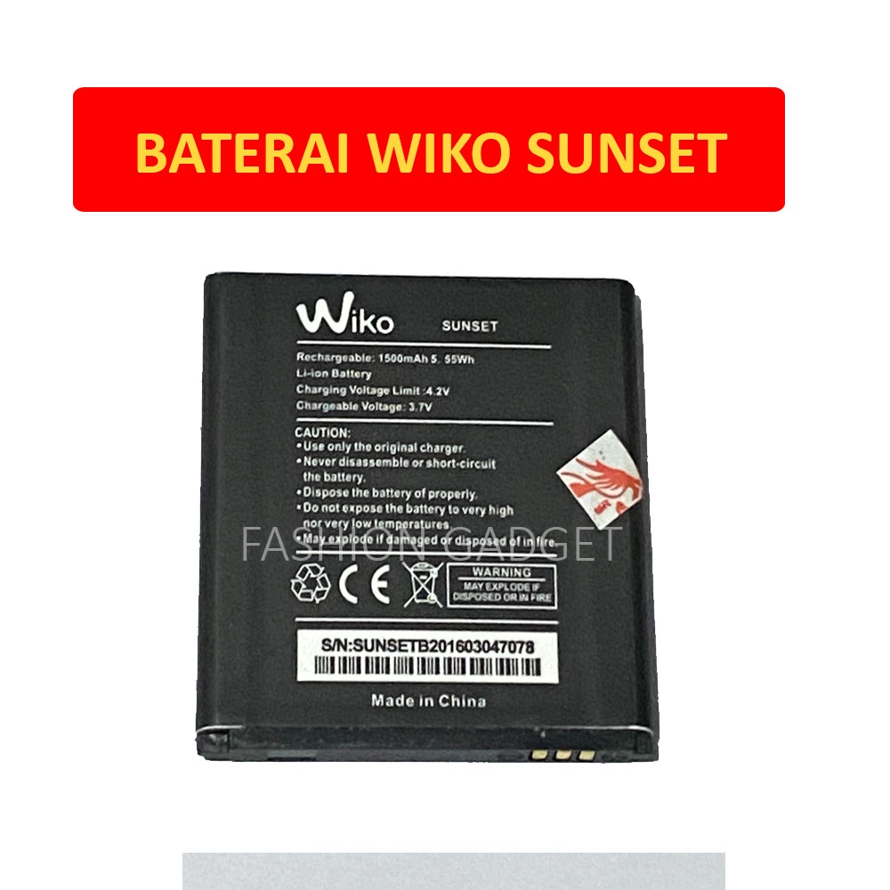 Baterai Wiko Sunset 1500 mAh Wiko Battery Batu Batterai Batrei Batere Batre Untuk Hp Wiko Sunset