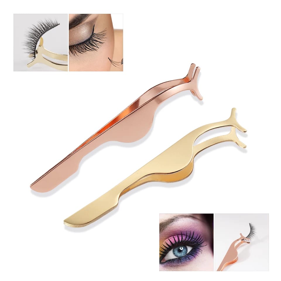 Pinset Multifungsi Bahan Stainless Steel untuk Memasang Bulu Mata Palsu / False Eyelashes Tweezers F848