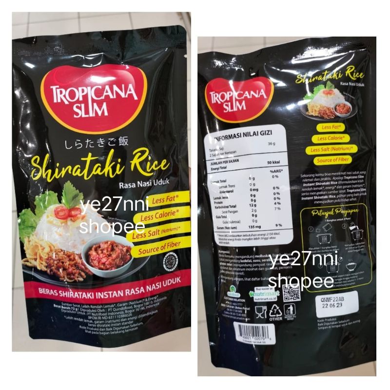 

Tropicana Slim Shirataki Rice rasa nasi uduk 72gr