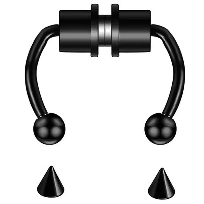 Anting Hidung Tindik Magnet Artifisial Nose Ring - G01 - Black / Anting Magnet / Cincin Hidung Magnet