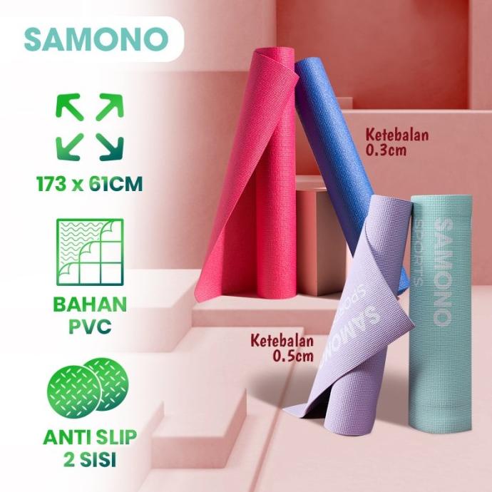 MATRAS YOGA SAMONO SYM20 Mat Ketebalan 3mm Anti Selip 2 Sisi - ORIGINA