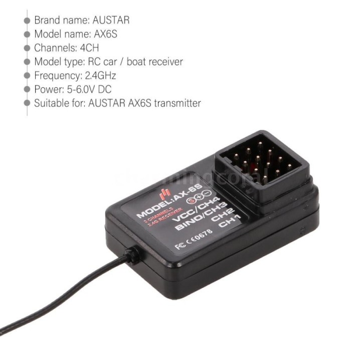 receiver AUSTAR AX6S 4 channel for rc car rc boat rc kapal