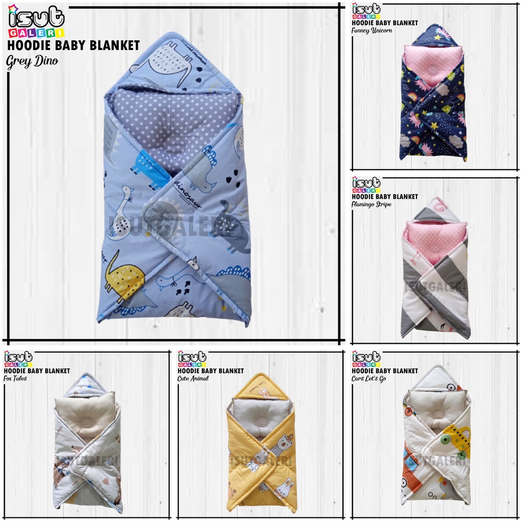 ISUT GALERI - Hoodie Baby Blanket | Selimut Bayi Baru Lahir Cocok Untuk Kado Baby Gift