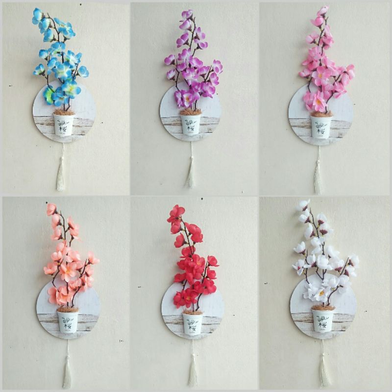 Daun Artificial 3D Hiasan Dinding Abstrak Monstera Aglonema Pot Kayu Plastik