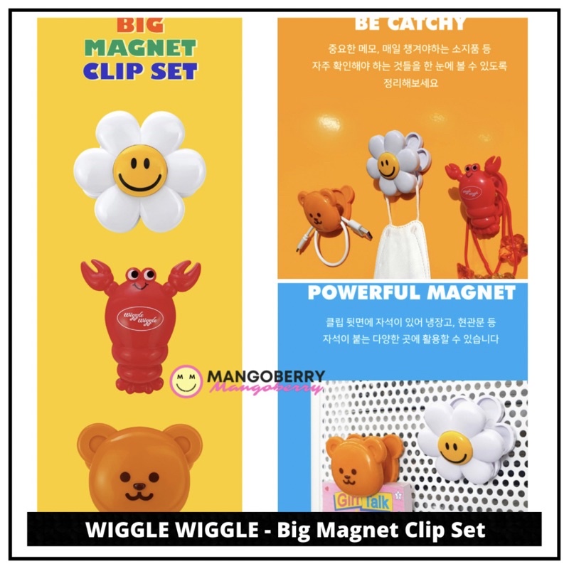 WIGGLE WIGGLE - Big Magnet Clip Set (isi 3 pcs) wigglewiggle korea