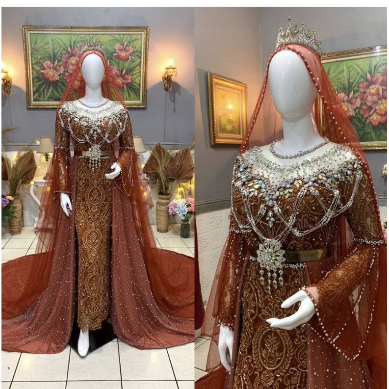 GAUN PENGANTIN SLIM BEREKOR FULL PAYET//BAJU PENGANTIN MEWAH BEREKOR