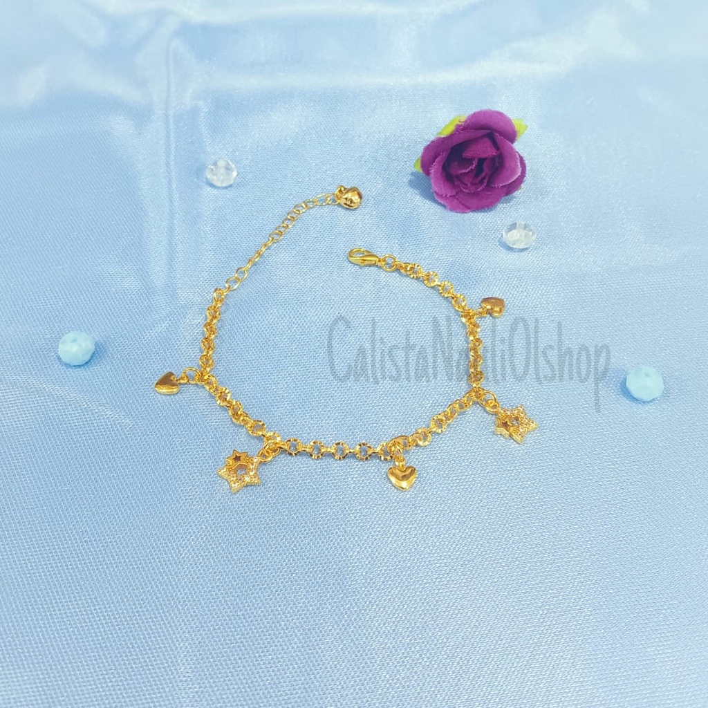 GELANG RANTAI JURAI ANAK FULL MATA  PERHIASAN EMAS KOREA ANTI KARAT DAN ANTI LUNTUR