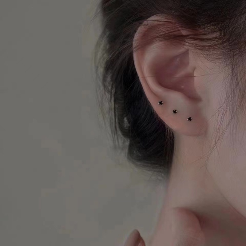 Kami Bunga Korea S925 Perak Berkilau Zirkon Stud Anting-Anting Untuk Wanita Pria Halus Kecil Berlian Imitasi Anting-Anting Ditindik Tulang Rawan Telinga Perhiasan Hadiah