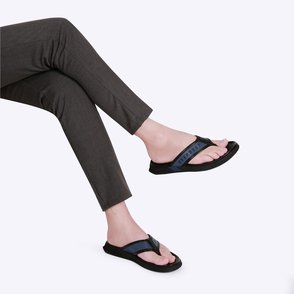 SANDAL KULIT EVERBEST PRIA ORIGINAL CASUAL BRANDED ASLI BIRU NAVY EM09