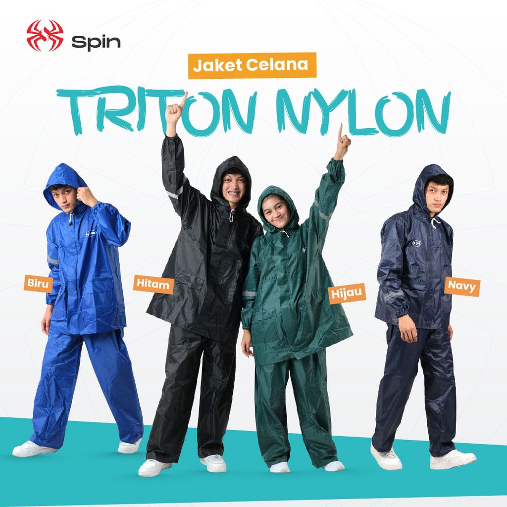 Jas Hujan Spin Jaket Celana Triton Jumbo XXL