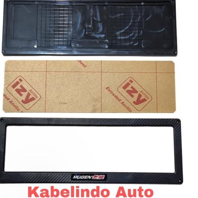 COVER / DUDUKAN / TATAKAN / TEMPAT PLAT NOMOR MOBIL AKRILIK IZY CARBON - SPARCO