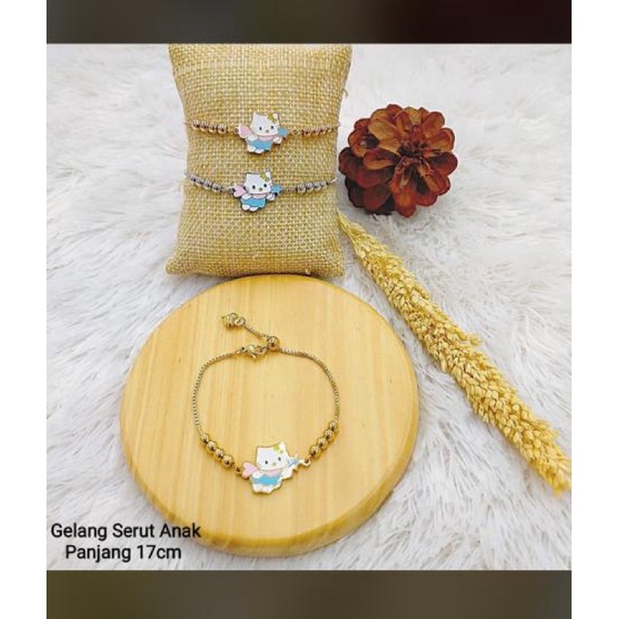 Gelang anak serut titanium cat kitty Lucu