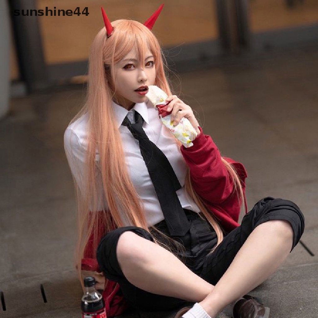 Sunshine Wig / Rambut Palsu Panjang + Poni Warna Oranye Untuk Cosplay Anime