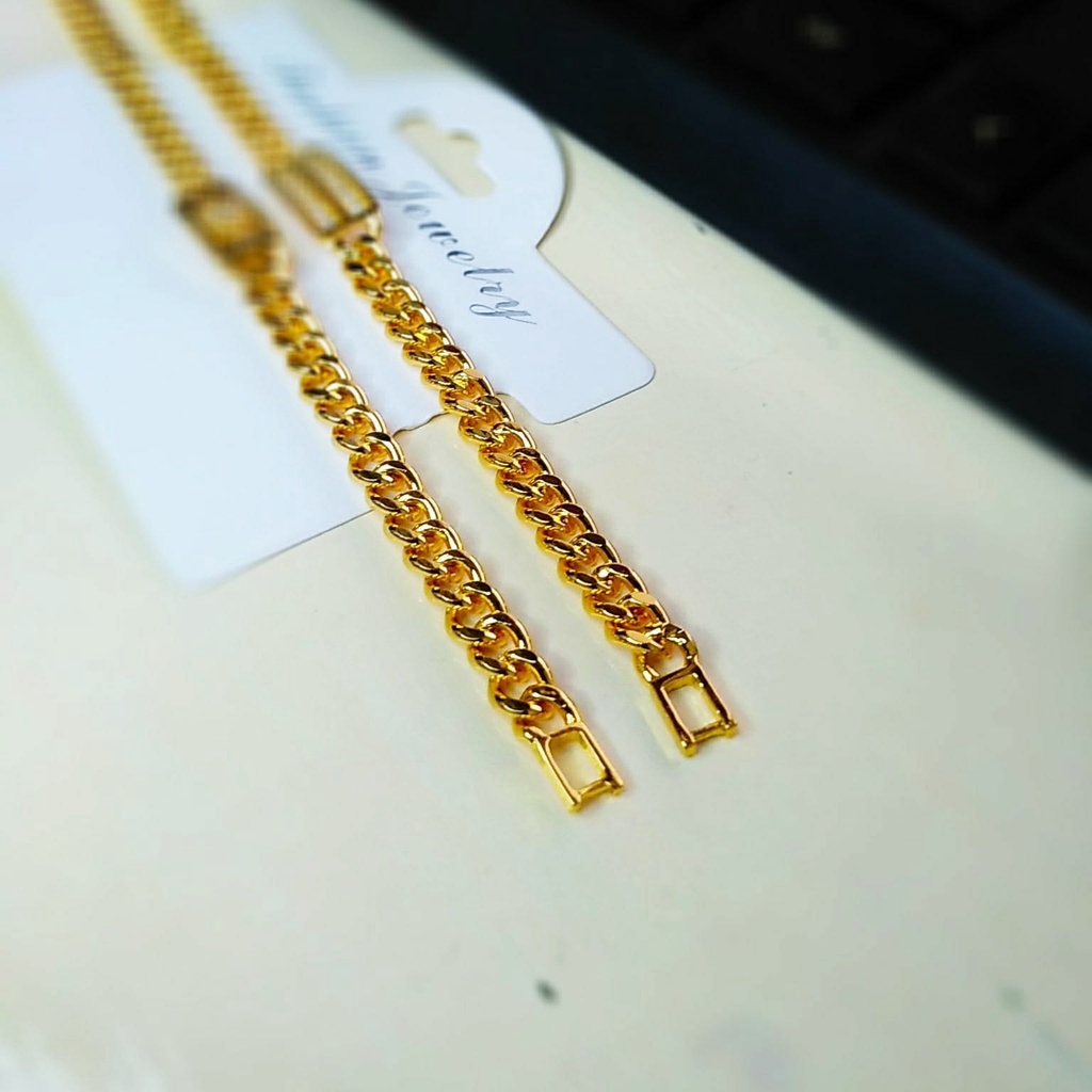 AV391 Grosir Gelang Tangan Rantai Plat Permata Gelang Tangan Lapis Emas