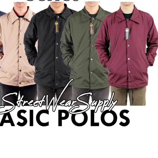 COACH JAKET / WINDBREAKER / JAKET PARASUT PRIA / JAKET POLOS BLACK - Hitam, M