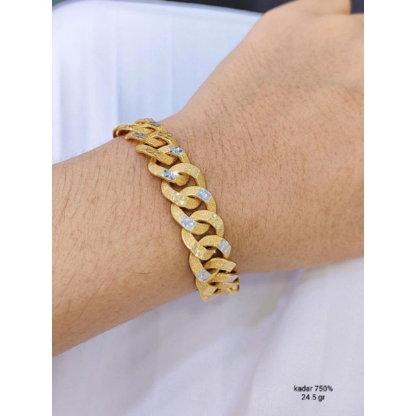 gelang rantai sisik naga emas 750%/17k