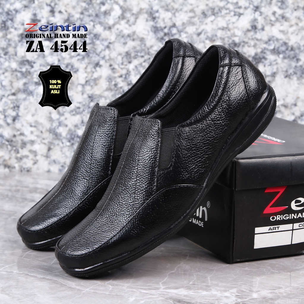 Zeintin - Sepatu Pantofel Wanita Bahan Kulit Sapi Asli Sepatu Kantor Wanita Hitam Mengkilap Original Zeintin BJ