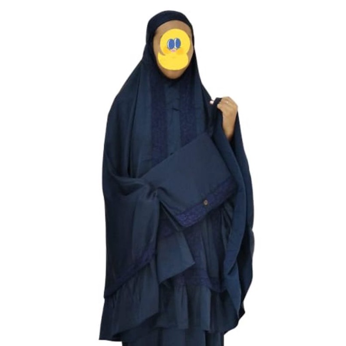 Mukena Wanita Dewasa Bahan Silk / Mukena Renda Kekinian / Mukena Bahan Silk Warna Navy