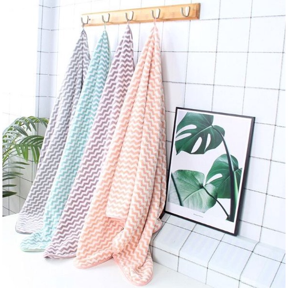 NP- Handuk Mandi Microfiber Motif Zig-Zag 50 x 100 Cm - Towel Bathroom