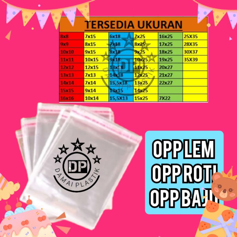 Opp Roti Plastik Opp Lem Kemasan roti Donat Rekat Souvenir Cookies 8x8 9x9 10x10 11x11 12x12 13x13 14x14 15x15 16x16