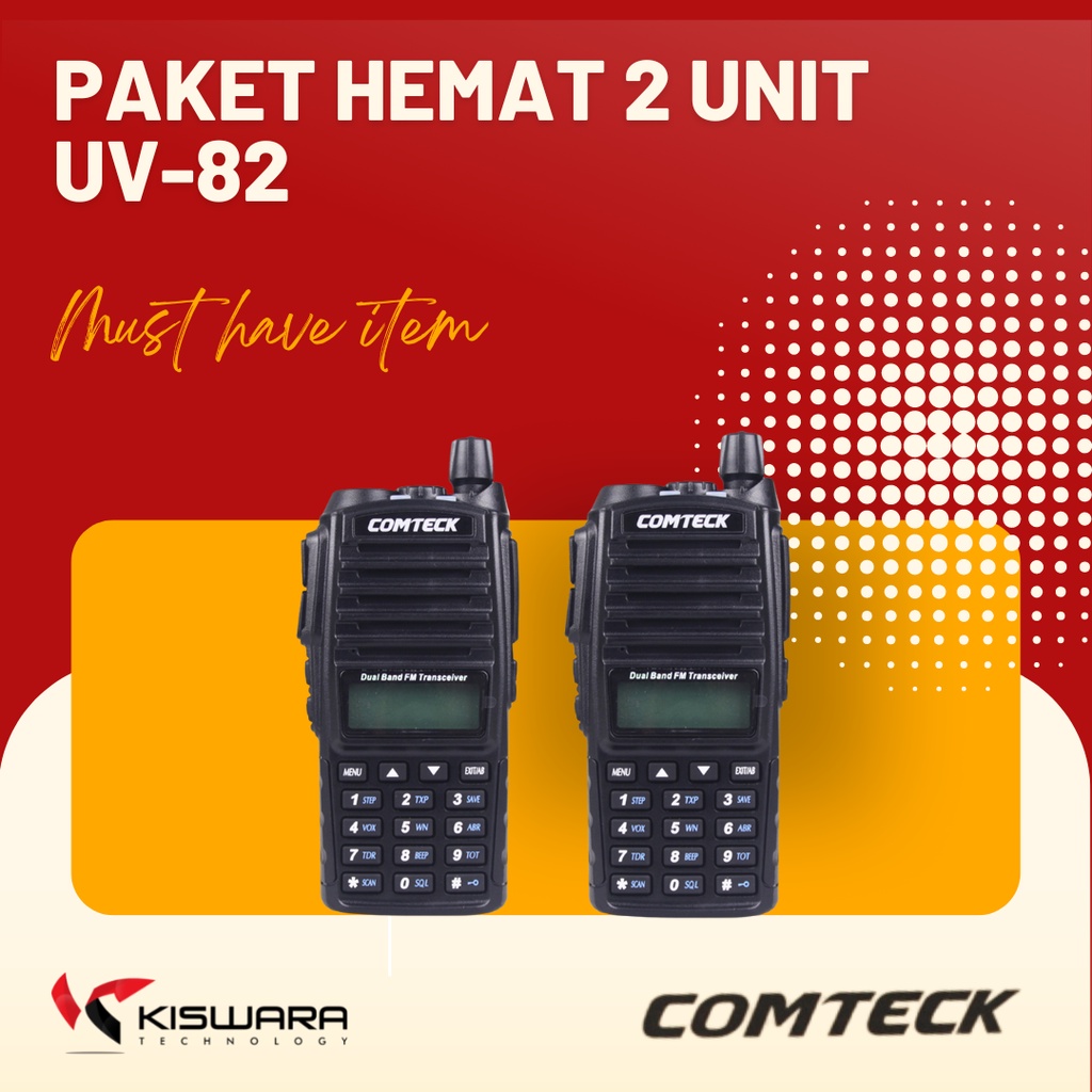 Paket 2 Unit Radio HT Handy Talkie UV-82 Dual Band VHF - UHF kiswarabandung
