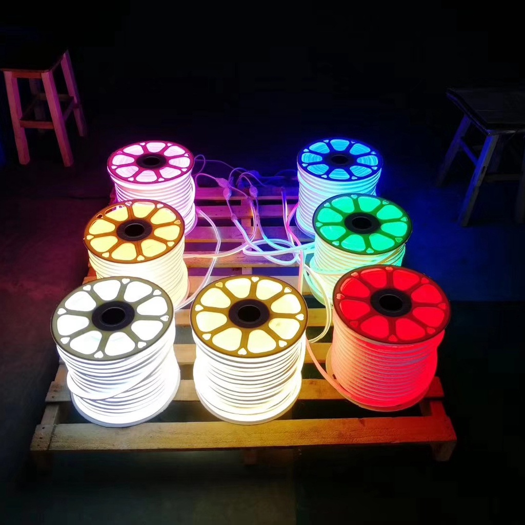 Paket Lampu Neon Flex 220v 1m 2m 3m 4m 5m 5 meter Led Selang Fleksibel 220v Warna Neon Box Outdoor ip65 Huruf DIY 220v strip