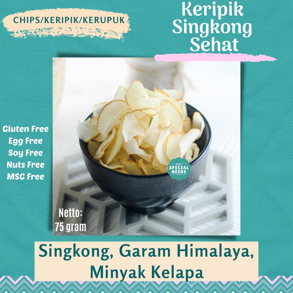 

Keripik Singkong Sehat Sugar Free Non MSG - digoreng dengan minyak kelapa dan menggunakan Garam Himalaya - Diet Special Needs