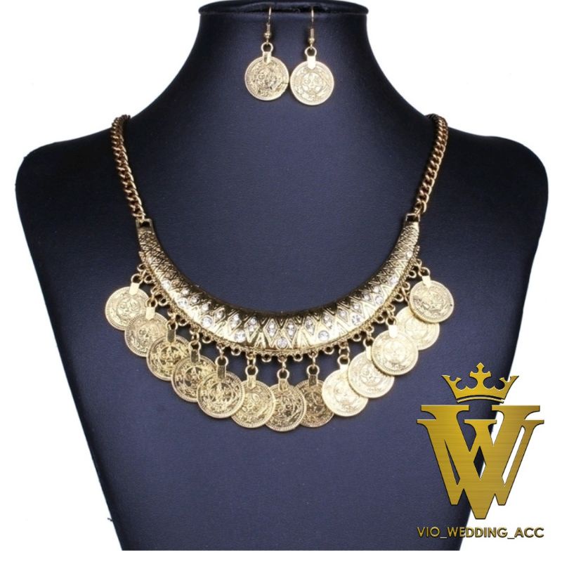 kalung koin pengantin + anting anting
