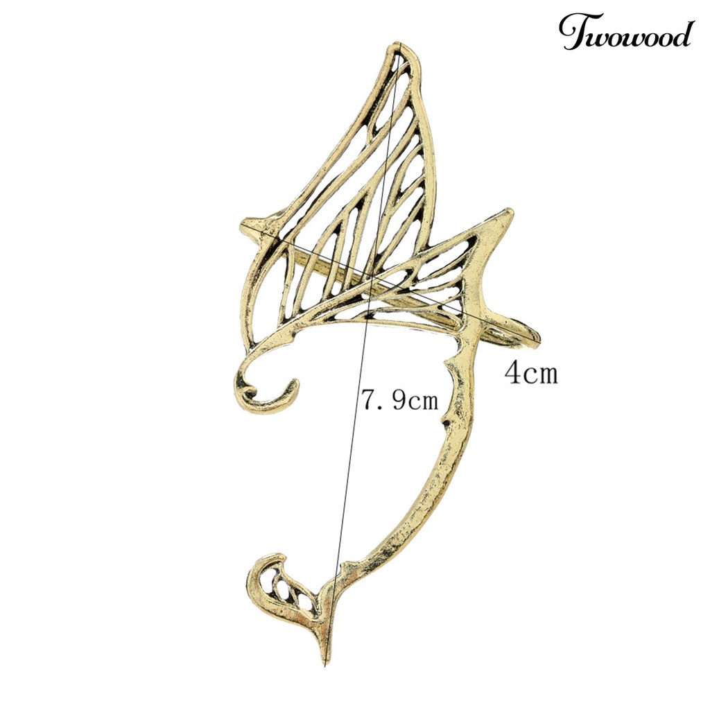 1 Pc Anting Klip Bentuk Sayap Peri Naga Bahan Alloy Metal Gaya Vintage Untuk Hadiah