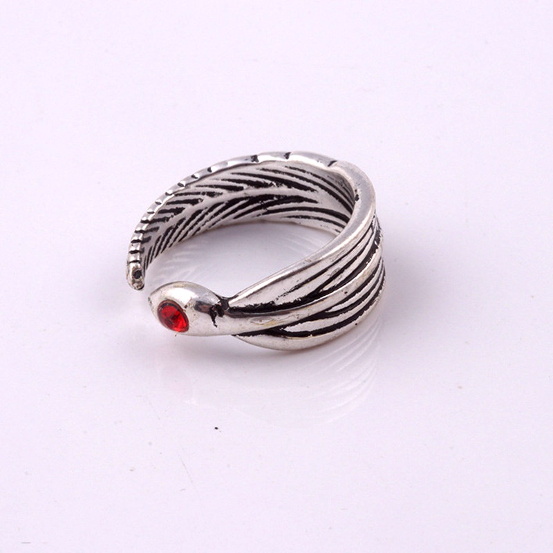 Cincin Model Terbuka Desain Bulu Gaya Korea retro punk Untuk Pria