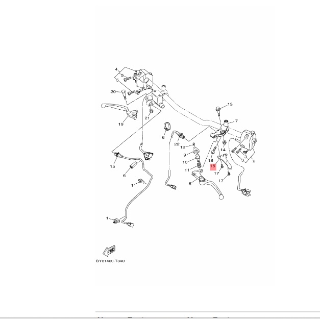 BESI PLAT STOPPER TUAS HANDLE REM BELAKANG KIRI FINO FI XRIDE X RIDE 115 125 AEROX 125 ORIGINAL YGP 1LB-H2556-10