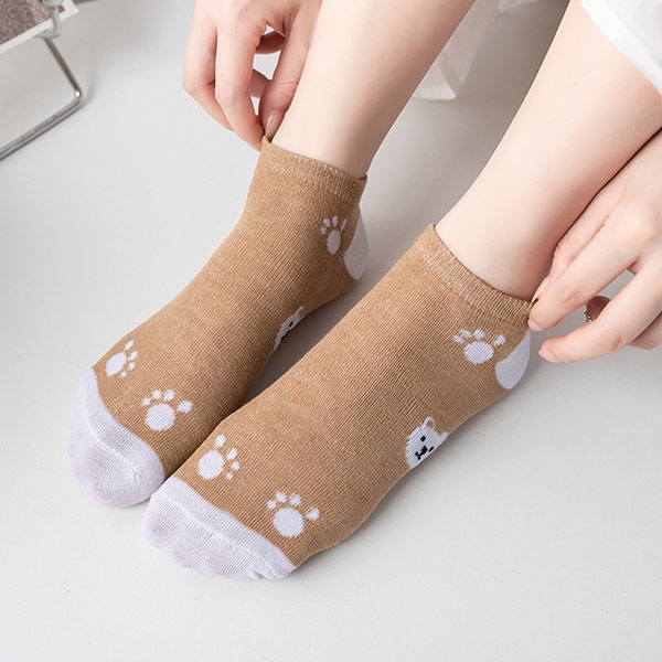 Kaos Kaki Ankle Pria Wanita Motif Beruang Cokelat / Kaus Kaki Pendek Brown Bear Socks Korean Fashion Import / TS-122