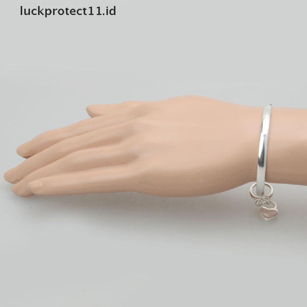 Gelang Bangle Bahan 925 Silver Plated Bentuk Hati Untuk Wanita