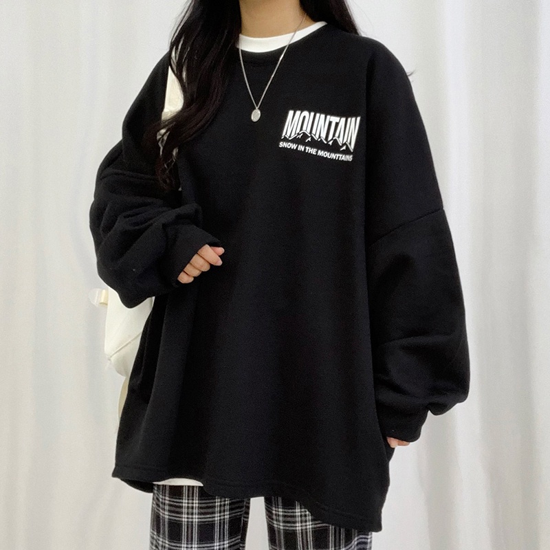 Sweater Oversize Mountain Snow Kece Pria Dan Wanita Fleece  Size - L - XL - XXL