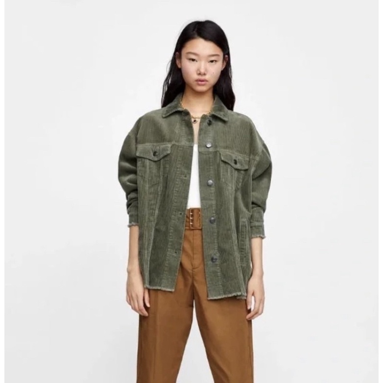 [Preloved] Zara Green Corduroy Jacket