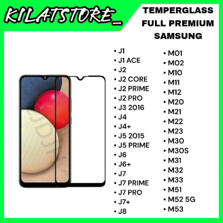 Premium Tempered Super Glass Full Glue Full Screen for Samsung + Packing Kardus dan Tisu