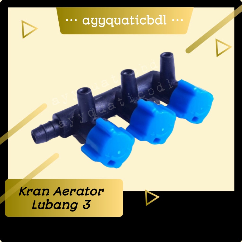 Kran HITAM BIRU 3 lubang cabang keran Udara Plastik Aerator aquarium aquascape