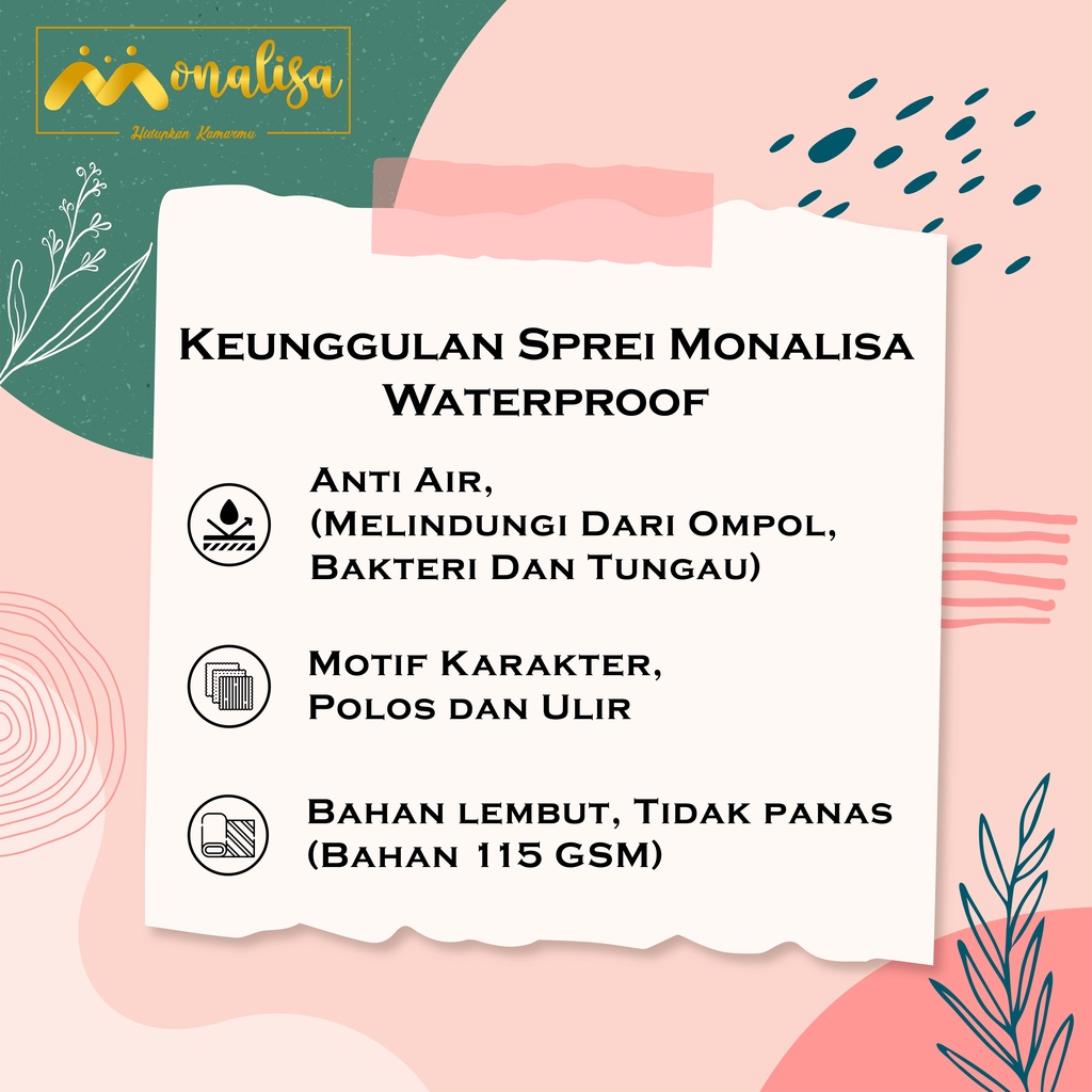 Monalisa Waterproof Sprei Uk 100/120 - Dear Love