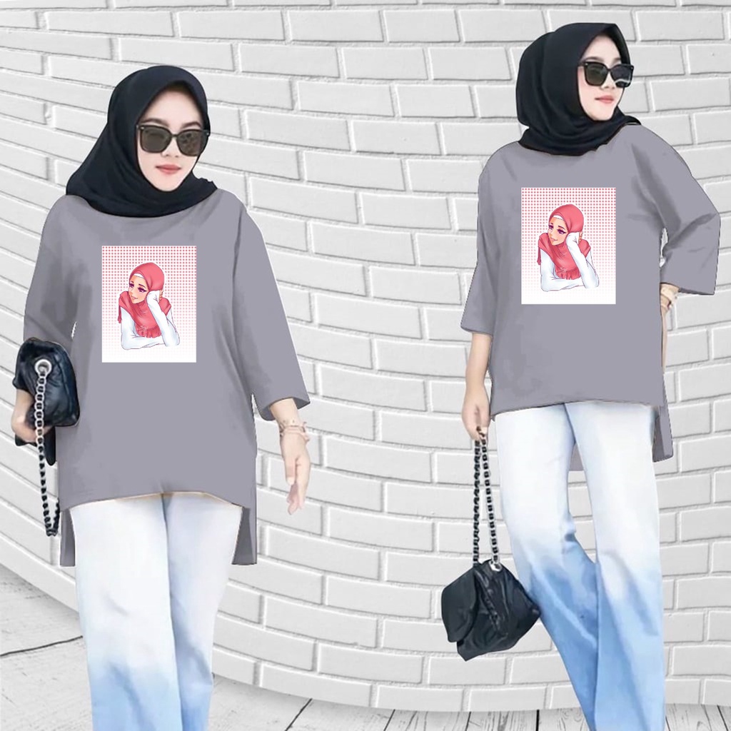 GSC - Tunik wanita motif anime 013 / tunik wanita hijab's , long tunik jumbo , tunik new