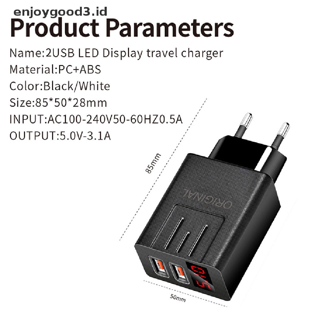 Adapter Charger USB 3.0 45W QC 3.0 display digital LED