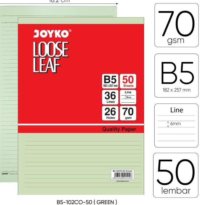 

の Loose Leaf Color Isi Kertas File Binder Warna Joyko B5 づ