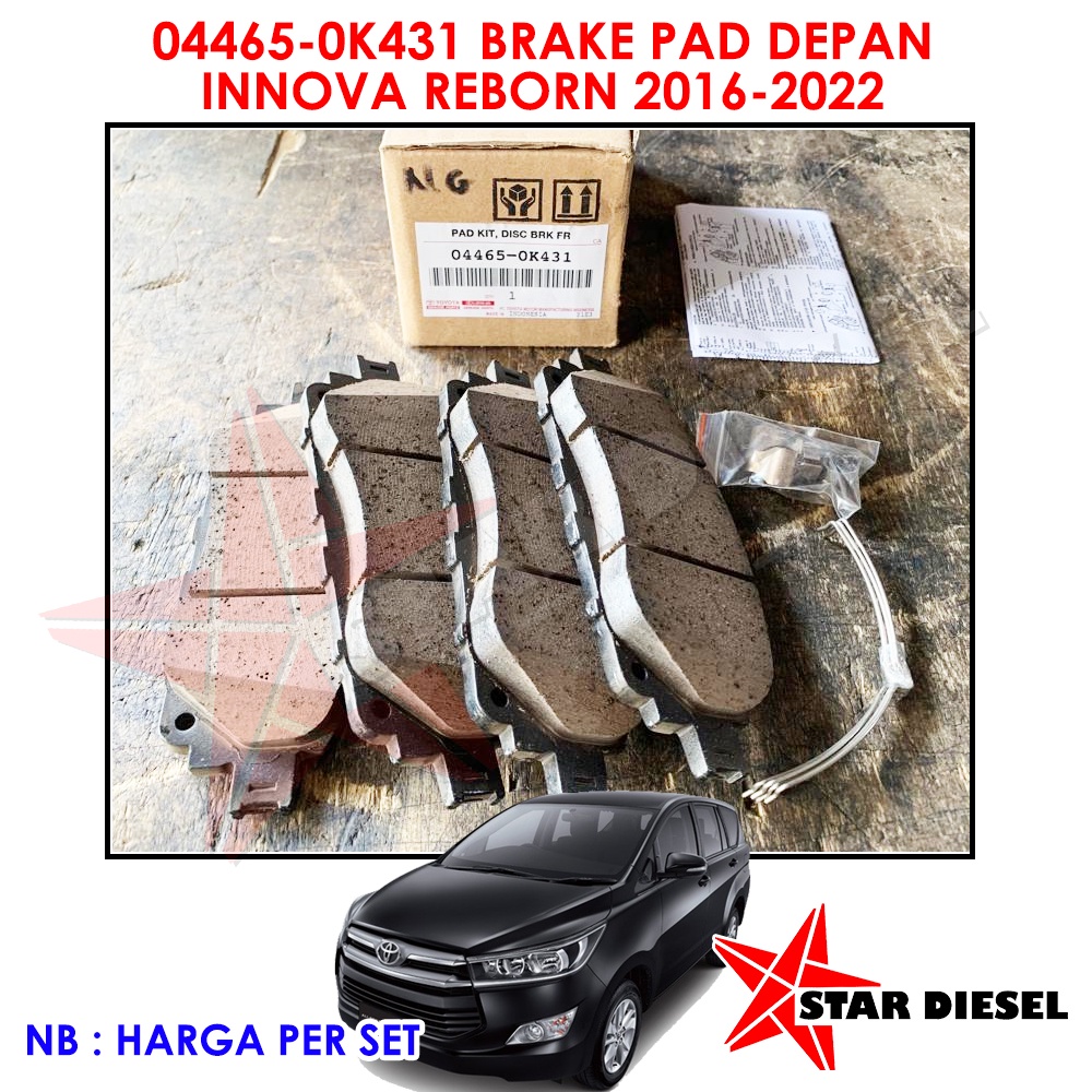 04465-0K431 KANVAS REM DEPAN INNOVA REBORN 2016-2022 BRAKE PAD DEPAN INNOVA REBORN