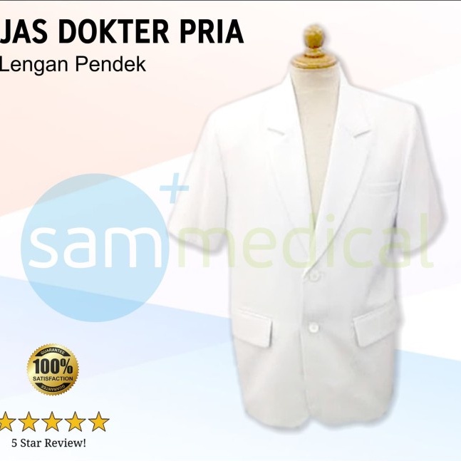 Jas Dokter Pria Lengan Pendek