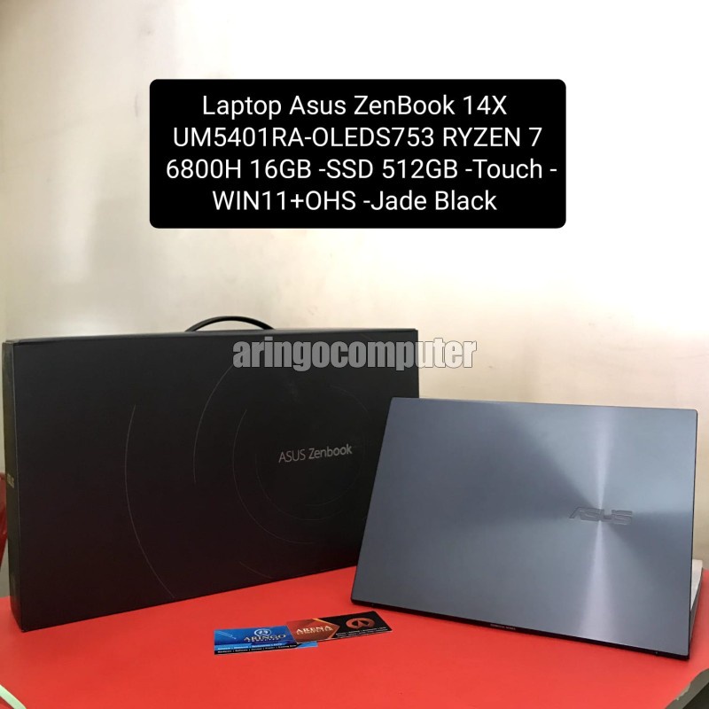 Laptop Asus ZENBOOK 14X UM5401RA-OLEDS753 RYZEN 7 6800H 16GB -SSD 512GB -Touch -WIN11+OHS -Jade Black