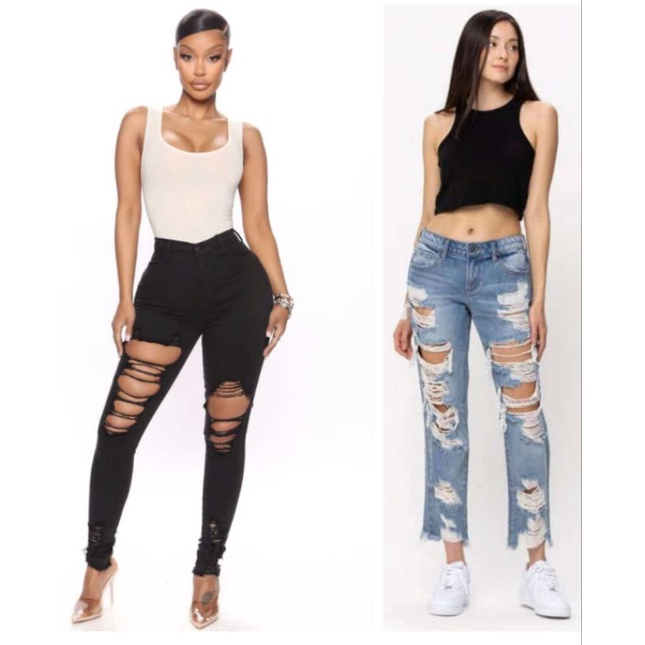 Celana Jeans CELLO Ripped Mid Rise Destroyed Boyfriend/ Skinny Jean Original Branded