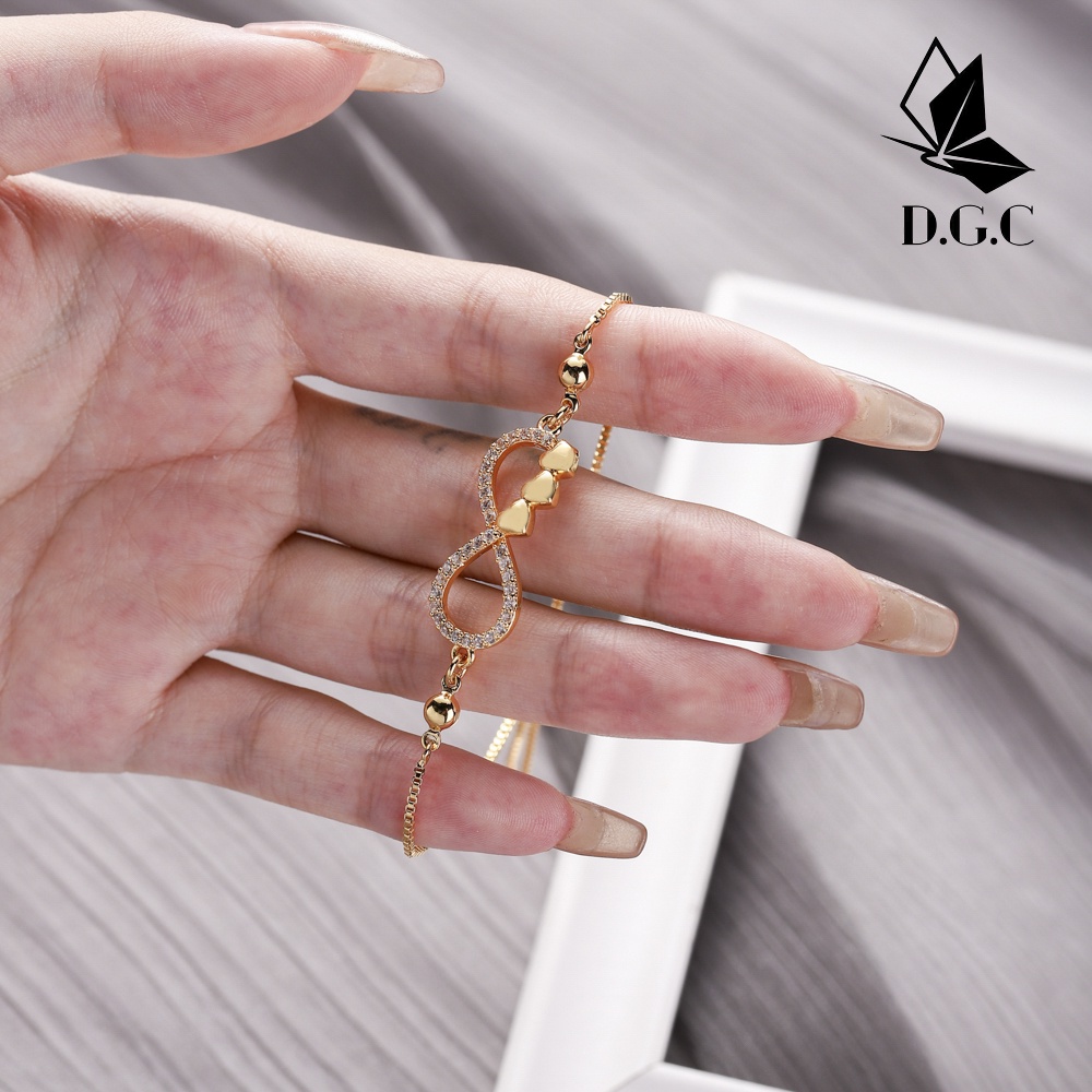 D.G.C✨Gelang Serut Titanium Wanita Lapis Emas Korean Style Cantik Berlian Kupu Aksesoris Cewek Perhiasan Murah D818-2