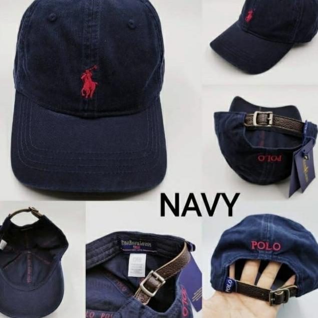 TOPI PO LO STRAP KULIT IMPORT - PL-01/Navy